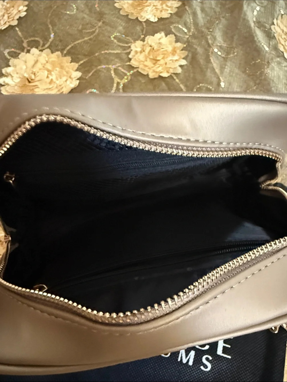 Versace Taupe Crossbody Bag with Gold Chain Strap